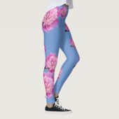 Singrün-blaue Leggings mit rosa Blumen-Entwurf (Rechts)