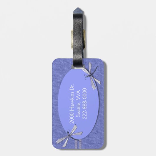 Singrün-blauer Libellen-Gewohnheits-Gepäckanhänger Gepäckanhänger (Rückseite vertikal)