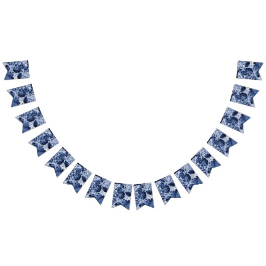 Singrün blaues BlumenToile No.1 kundengerecht Wimpelkette (Alle)