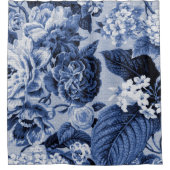 Singrün blaues Vintages BlumenToile No.1 Duschvorhang (Vorderseite)