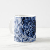 Singrün blaues Vintages BlumenToile No.1 Kaffeetasse (Vorderseite Links)