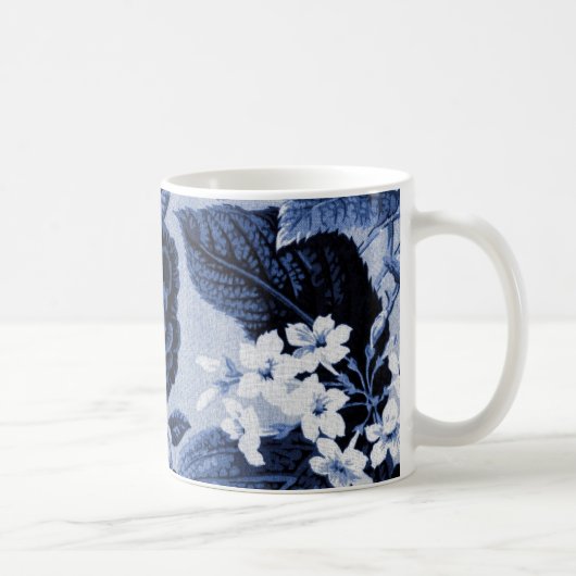 Singrün blaues Vintages BlumenToile No.1 Kaffeetasse (Rechts)