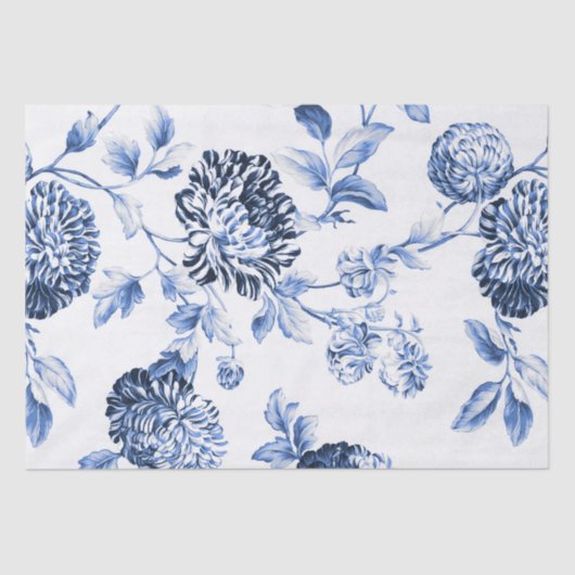 Singrün blaues Vintages BlumenToile No.2 Seidenpapier (Vorderseite)