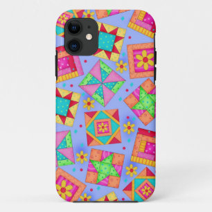 Singrün-Steppdecken-Patchwork-Kunst iPhone Fall 11 Hülle