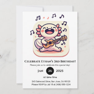 Singt Axolotl mit Ukulele zum Geburtstag Einladung
