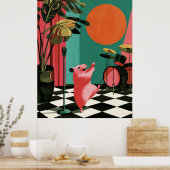 Singt Hamster Retro-Musik-Wandkunst Poster (Küche)