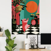 Singt Hamster Retro-Musik-Wandkunst Poster (Heimbüro)