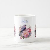 Singvogel auf rosa Pfingstrosen Kaffeetasse (Mittel)