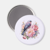 Singvogel auf rosa Pfingstrosen Magnet (Vorderseite/Rückseite)