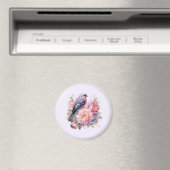 Singvogel auf rosa Pfingstrosen Magnet (In Situ (Geschirrspüler))