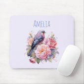 Singvogel auf rosa Pfingstrosen Mousepad (Mit Mouse)