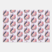 Singvogel auf rosa Pfingstrosen-Muster Geschenkpapier Set (Vorderseite)