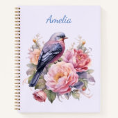 Singvogel auf rosa Pfingstrosen Notizblock (Vorderseite)