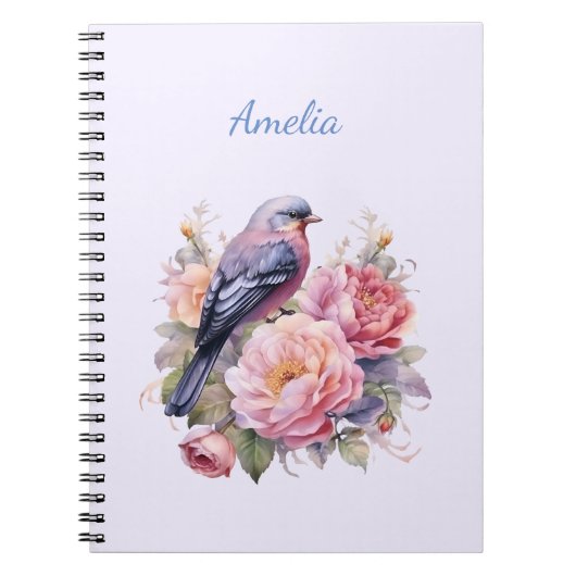 Singvogel auf rosa Pfingstrosen Notizblock (Vorderseite)