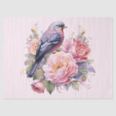 Singvogel auf rosa Pfingstrosen Seidenpapier (Vorderseite)