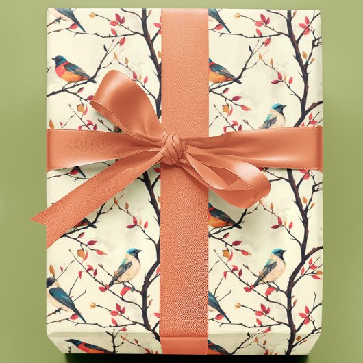 Singvögel auf Zweigen Geschenkpapier