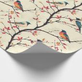 Singvögel auf Zweigen Geschenkpapier (Ecke)