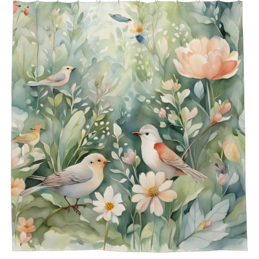 Singvögel Duschvorhang (Vorderseite)