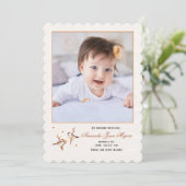 Singvogel-Foto-Geburts-Mitteilung Einladung (Stehend Vorderseite)