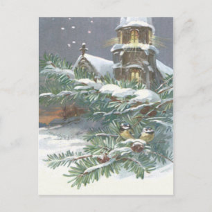 Singvogel Immergrüne Kirche Christliches Kreuz Sch Postkarte