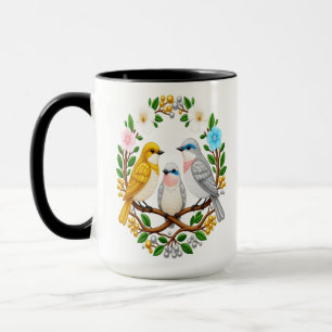 Singvögel in Blüte: Eine Perlen-Symphonie der Natu Tasse
