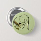 Singvogel-Initialen A Button (Vorne & Hinten)