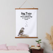 Singvogel mit Musiknoten Psalm Bible Verse Wandteppich Mit Holzrahmen (Schlafzimmer)