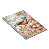 Singvogel Rosa Blüten | Notizblock (Rechte Seite)