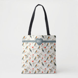 Singvögel und Blumen Tasche