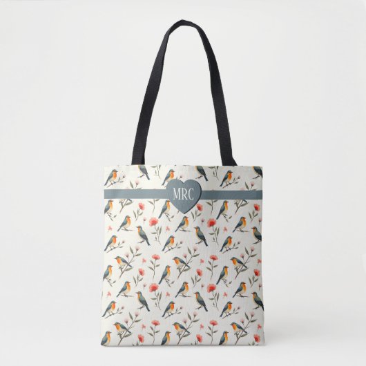 Singvögel und Blumen Tasche (Vorderseite)