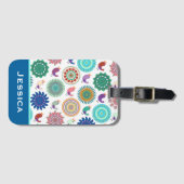 Singvogel und Mandala Folk Muster Personalisiert Gepäckanhänger (Vorderseite (Horizontal))
