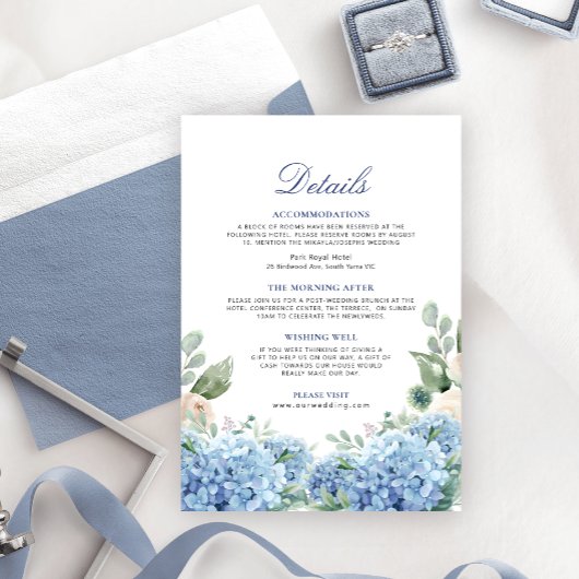 SINI Blue Hydrangea Details Card RSVP Karte