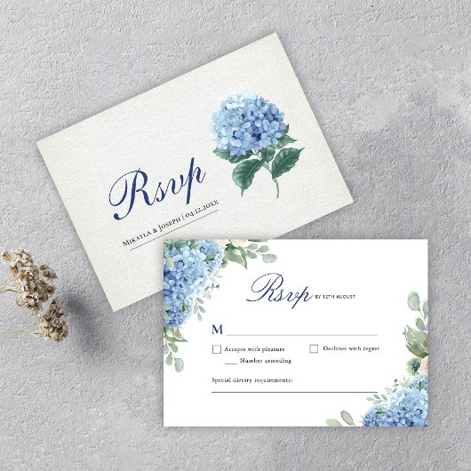 SINI Blue Hydrangea Response Card RSVP Karte