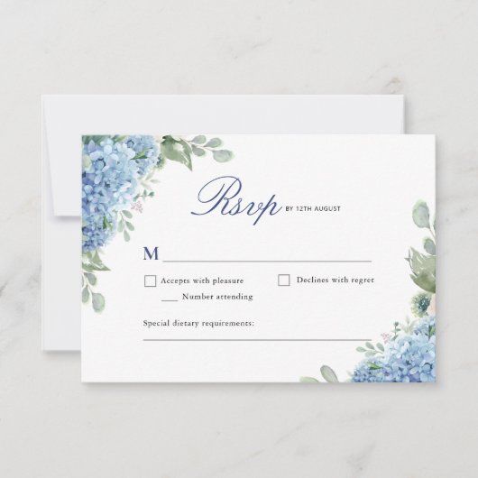 SINI Blue Hydrangea Response Card RSVP Karte (Vorderseite)