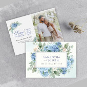 SINI Blue Hydrangea Save the Date mit Fotokarte