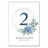 SINI Blue Hydrangea Tischnummer Card (Vorderseite)