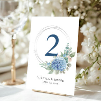 SINI Blue Hydrangea Tischnummer Card