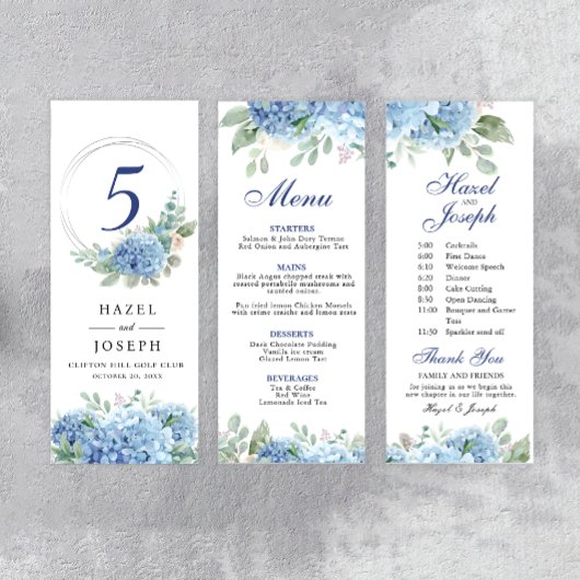 SINI Blue Hydrangea Tri Fold Menü Poster