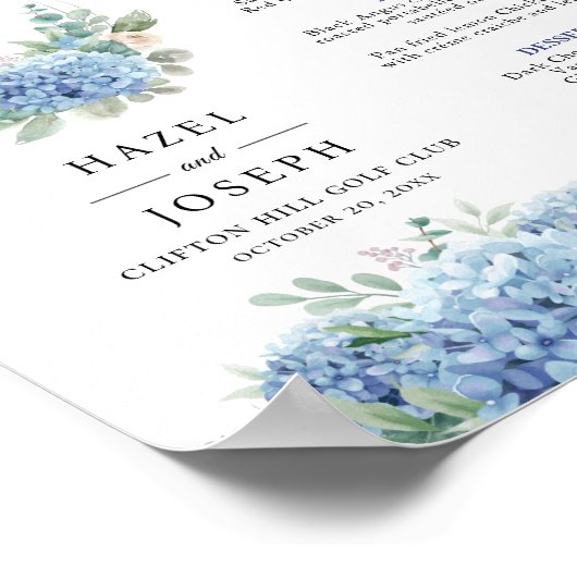 SINI Blue Hydrangea Tri Fold Menü Poster (Ecke)