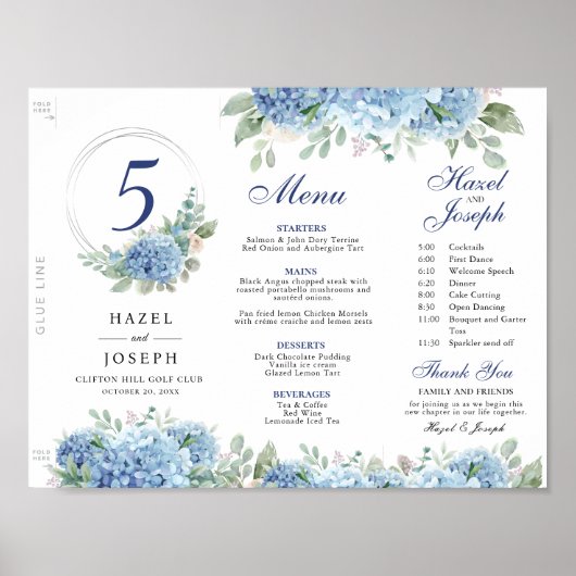 SINI Blue Hydrangea Tri Fold Menü Poster (Vorne)