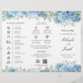 SINI Blue Hydrangea Trifold Wedding Program Flyer (Vorne)
