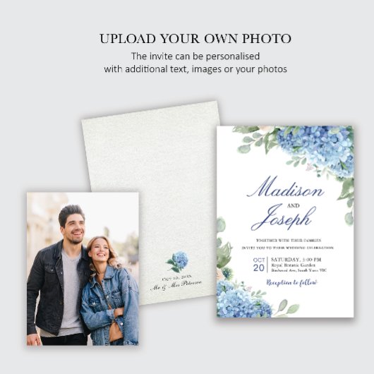 SINI Blue Hydrangea Wedding Invite Einladung