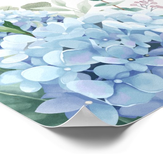 SINI Blue Hydrangea Willkommenspopster Poster (Ecke)