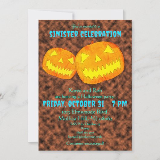 Sinister Celebration Halloween-Party Einladung (Vorderseite)