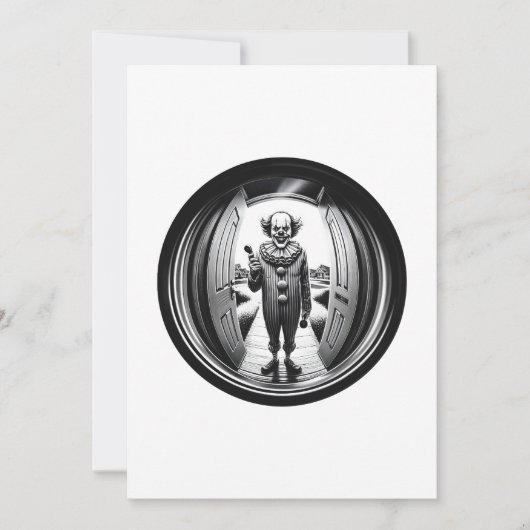 Sinister Clown an deiner Tür | Fisheye Einladung (Vorderseite)