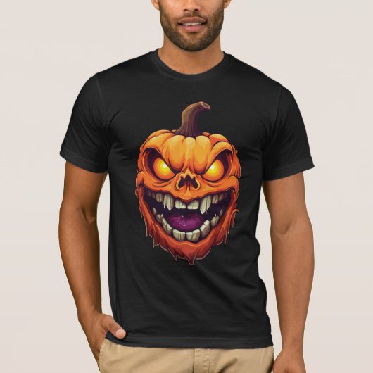 Sinister Grinning Pumpkin Head T-Shirt (Vorderseite)