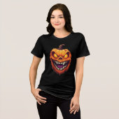Sinister Grinning Pumpkin Head Tri-Blend Shirt (Vorderseite voll)
