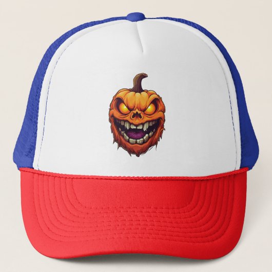 Sinister Grinning Pumpkin Head Truckerkappe (Vorderseite)