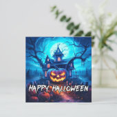 Sinister Halloween Spuk House Karte (Stehend Vorderseite)