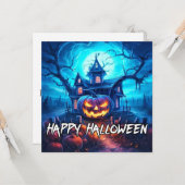 Sinister Halloween Spuk House Karte (Vorderseite/Rückseite Beispiel)